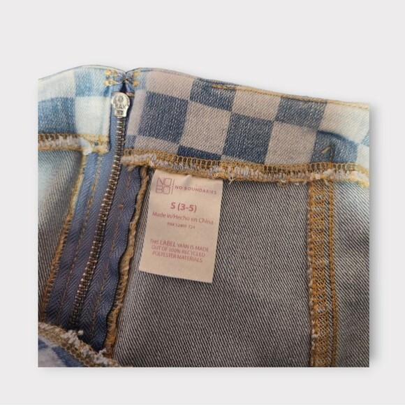 No Boundaries Checkered Denim Mini Skirt S - Picture 3 of 5